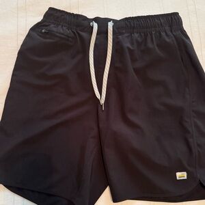 Vuori Black Athletic Shorts with White Drawstring